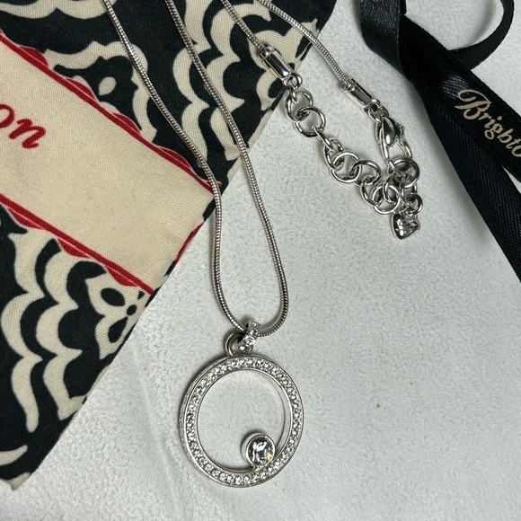 Brighton Starry Night Circle Necklace Silver Plated Crystals Pendant & Cloth Bag - Picture 4 of 12
